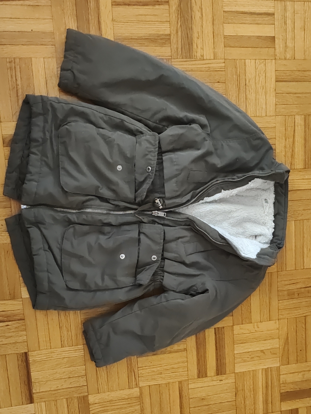 H&M Light Gray Faux Sherpa Lined Jacket